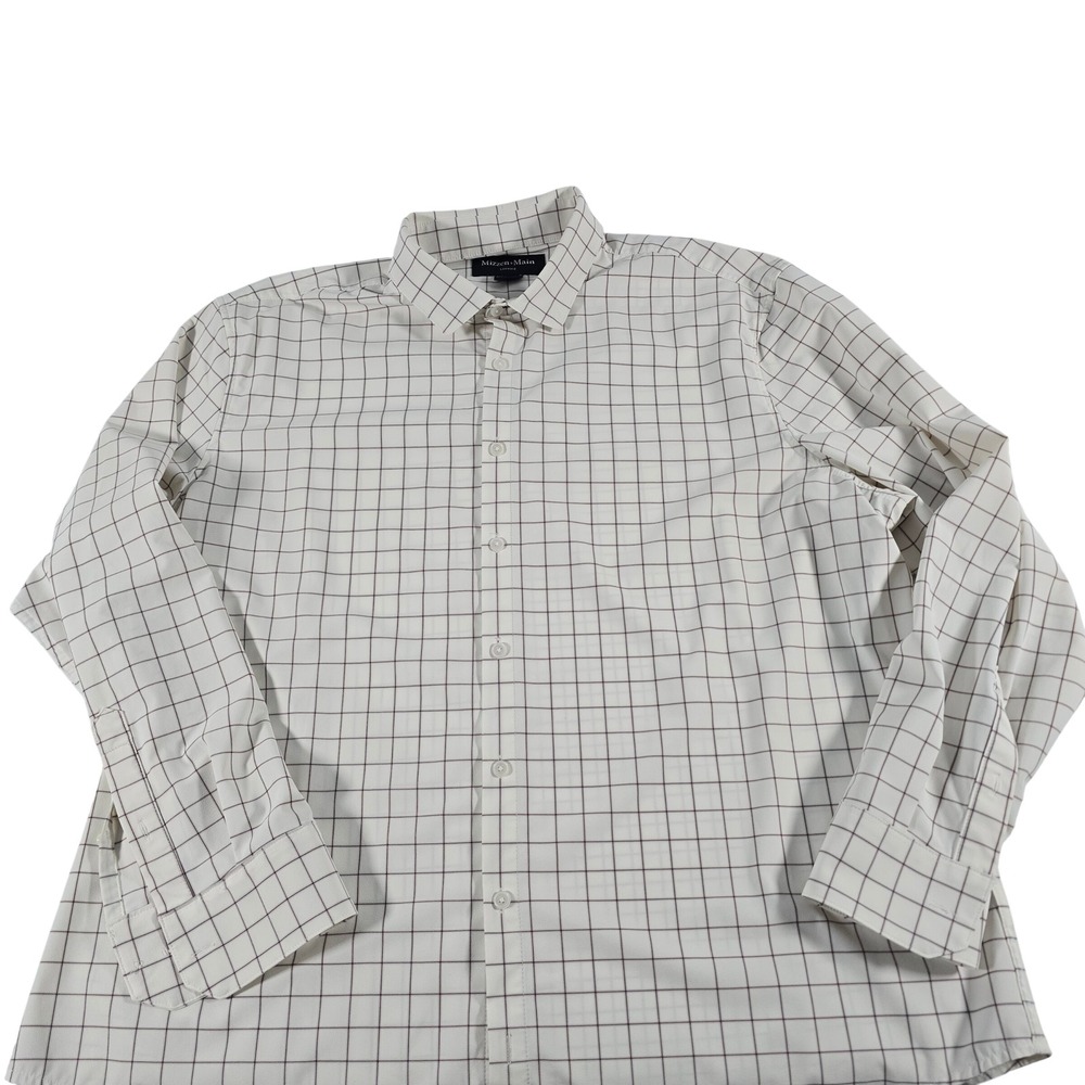 Mizzen Main Leeward Shirt Mens XL Classic No Tuck Windowpane Maroon 1WS-1325
